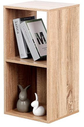 PACHIRA Estantería con 2 compartimentos, estantería de cubos de madera para sala de estar, estantería independiente, estantería de archivos, estantería escalonada, estantería de oficina, estantería de
