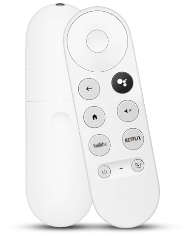 G9N9N Télécommande Vocale Bluetooth pour Google Chromecast TV 4K Snow, Télécommande de Remplacement Google avec Boutons Netflix et Youtube, Compatible avec Chromecast TV 4K, Contrôle Vocal