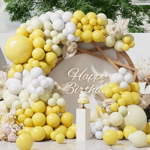 SUWEN Kit de arco de 153 piezas guirnalda globos amarillos de para cumpleaños, graduación, boda, ducha, aniversario, Año Nuevo, decoración de fiesta