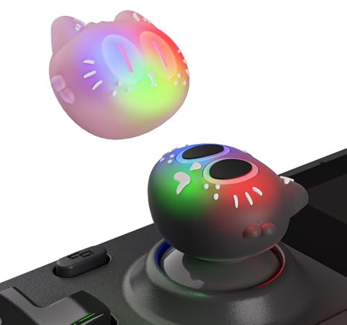 playvital Cute Illuminated LED Thumbstick Grips for Steam Deck OLED & LCD, Joystick Caps Thumb Grips for Steam Deck Accessories, Joystick Protection - Moonlight Cat