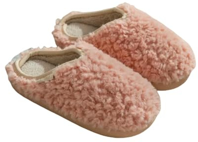 SHAIBR Pantofole da Donna Invernali Scivoli Piatti per Interni Comfort Morbide Camera Letto in Cotone-rosa-40-41