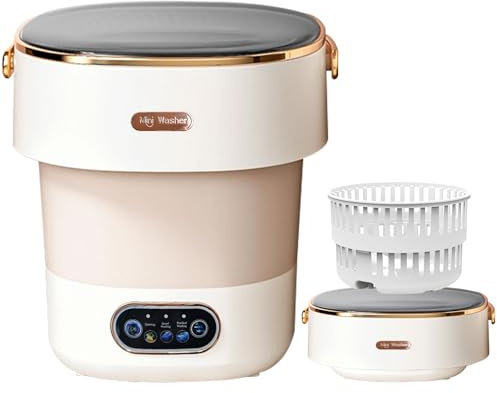 Portable Washing Machine,Mini Washer -20L Upgraded With Spin Basket,Small Clothes Folding Washing Machine Of Underwear, Baby And Small Clothes,Suitable For Home Apartments Dormitories, Hotels Beige