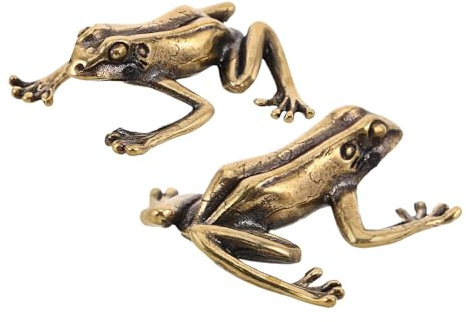 Kisangel 2 Discos de Baño para Pájaros de Latón Macizo Figura Miniatura de Rana, Decoración para Exteriores, Purificador de Agua para Baño de Pájaros en Jardín y Patio