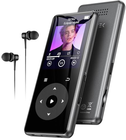 AGPTEK MP3 Bluetooth 5.4, Senza Memoria,1,8'' Lettore in Metallo