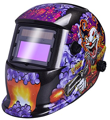 uzamas Fonctionne à l'énergie solaire Auto Assombrissement soudeur Masque de soudure protection du visage pour arc TIG MIG broyage Plasma de coupe avec un Abat-jour réglable Gamme DIN4/9-13 Clown