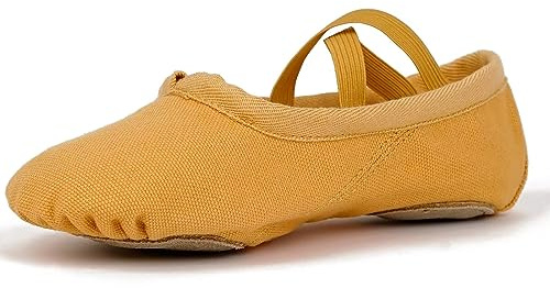 Classic Canvas Ballet Dance Shoes Ballet Slippers for Girls Kids Women (Camel, 30EU)(Size: 12 UK Child)
