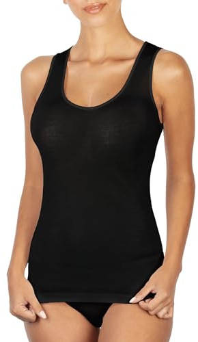 EGI Canotta Donna Spalla Larga Lana Seta Made in Italy Intimo Elegante Bordo Raso Bianco Nero, Art. 141 (3N)