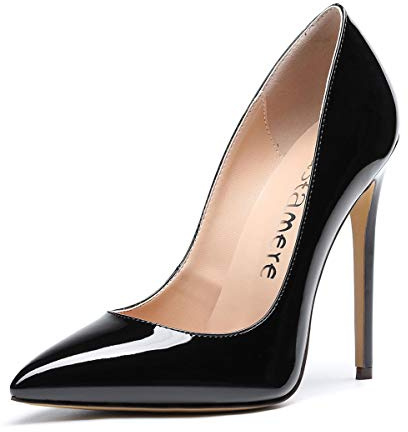 Castamere Mujer Zapatos de Tacón Zapatos Mujer Tacon Fiesta Sexy Clásico Stilettos High Heels Fiesta Boda para Mujer Tacones Altos 12cm Charol Negro EU 44