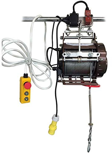 Warrior 110v 800KG Scaffold Hoist with Pendant Remote Control – 30m Steel Cable, Portable, Hooks and Easily Mounts to Scaffolding, Overhead Lifting, Electric Pulley System, Ideal for Garage