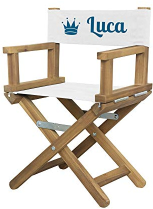 Geschenkegarten Personalisierter Regiestuhl für Babys (1-5 Jahre) mit Krone (Marineblau)