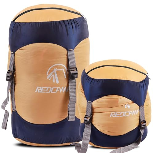 REDCAMP Nylon Compression Stuff Sack for Sleeping Bag, Lightweight Compression Bag for Camping Outdoor Hiking Backpacking Travelling, Blue (no sleeping bag)