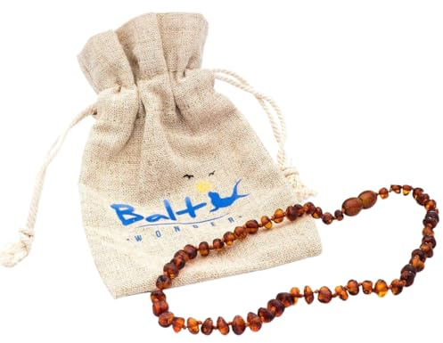Baltic Amber Necklace - Authentic Cognac Baroque - Natural Comfort - 12.5 Inch - Screw Clasp