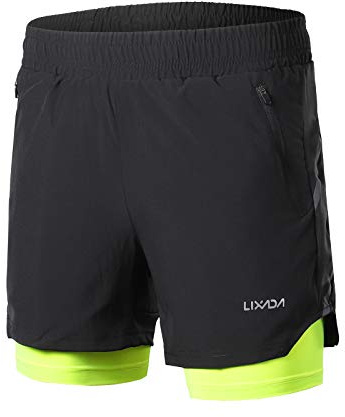 Lixada Shorts de Course à Pied Homme, 2 en 1 à séchage Rapide Respirant Exercice entraînement Actif Short de Jogging Marathon Sport avec Poches sans Poches 10 Couleurs S-XXL