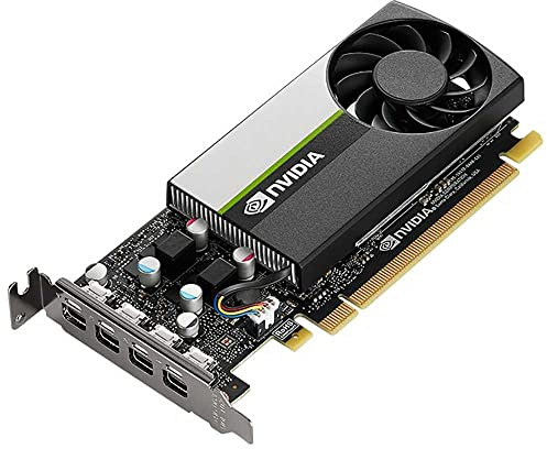 PNY NVIDIA T1000 Professional Graphic Card 4GB GDDR6 PCI Express 3.0 x16, Single Slot, 4x Mini-DisplayPort, 8K Support, Ultra-quiet active fan, VCNT1000-PB