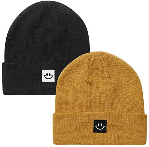 Paladoo Black/Camel Beanie Hat 2Pack