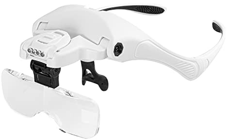 Lupa con diadema iluminada por LED 5 Lentes desmontables 1.0X-3.5X Lupa intercambiable Gafas Lupa 2 niveles Herramienta de aumento de brillo para PCB Reloj Joyas Trabajo de cerca