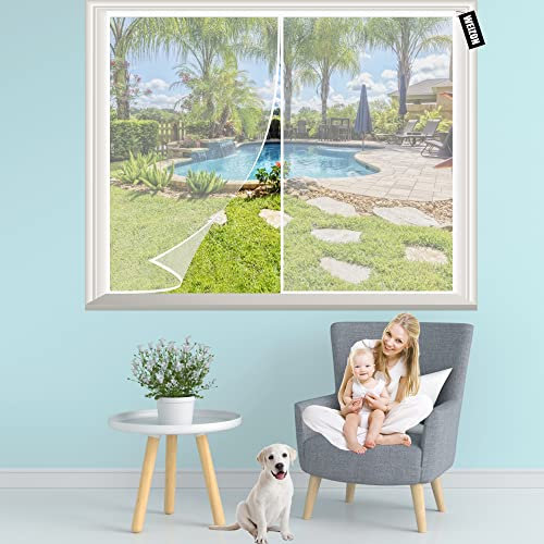 Porte moustiquaire magnétique,Rideaux Toile Insect Ecran 50x60cm Anti Insecte Mouche Moustique Fermeture Automatique Rideau Anti Mouche sans Percer pour balcon patio Pliable Blanc