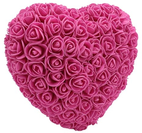 Rose Artificiali in Schiuma, Fiori Finti a Forma di Cuore Realizzati a Mano Romantici Bellissimi Decorativi con Cordino Leggero per Soggiorno per Matrimonio (Rosa rossa)