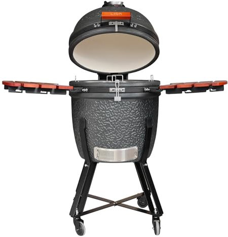 Giordanoshop Barbecue a Carbone Carbonella Ø54,7 cm in Ceramica di Mullite con Supporto Kamado Lisa Luxury 21” Nero