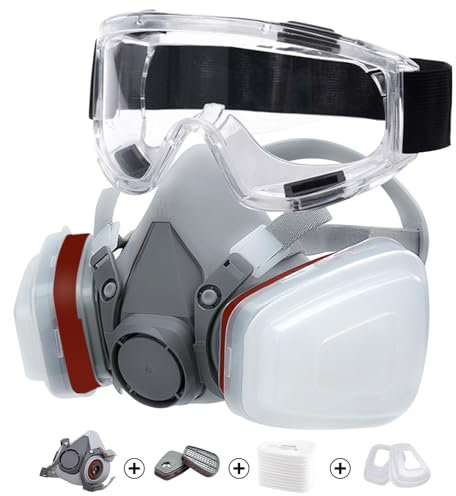 Masque Protection 16 in 1, Masque Peinture, Réutilisable Avec Filtre Anti Poussière,Masque a Gaz Respiratoire avec Filtre pour Pulvérisation,Peinture,Travaux, Produits Chimiques,Bricolage,Ponçage