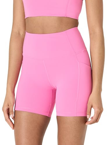 Amazon Essentials Women's Active FormFlex Buttery Soft High Waist 5 Biker Shorts with Pockets, Flamingo Pink, XX-Large
