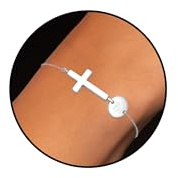 Esmoly S925 Sterling Silver Cross Bracelets for Womens 18K Gold Plated Initial Bracelet Christening Jewellery Birthday Gifts for Women Girls 6+2 Inches