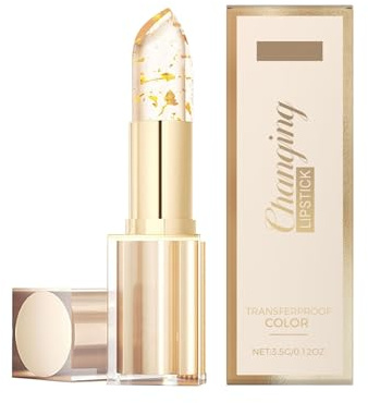 Rouge à LèVres Changeant De Couleur, Effet Feuille D'Or Sans Transfert, Pour Femme, Transparent, Hydratant Longue Tenue. (1pcs)