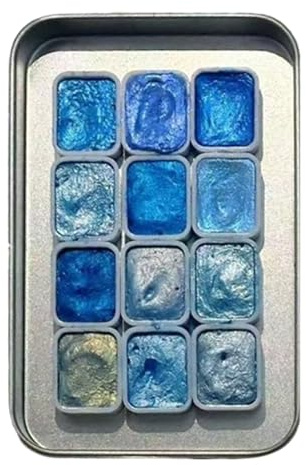 Set de Peinture Aquarelle Scintillante | Kit Educatif Dessin 12 Couleurs | Fournitures De Peinture Portable Pour Débutants Artistes - Salle De Classe École À La Maison Anniversaire