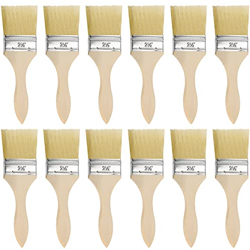 Kurtzy 12 STK Wiederverwendbares Pinsel Set - 6 cm Pinselkopf, Malerpinsel Größe 19,5cm - Lackpinsel für Lacke, Farben, Klebstoffe, Gesso & Beizen - Acryl Pinsel für Malerbedarf