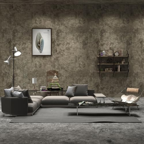 Beige-Grey Concrete Wallpaper Matte Thick Textured Gray Cement Contact Paper Peel Stick Countertop Paper Removable Waterproof Adhesive Furniture Stickers Industrial Style Vinyl Wall Sticker 24x197inch