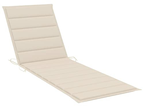 Canditree Coussin d'extérieur pour Chaise Longue de Jardin, Coussin pour Transat, Bain de Soleil, 200x60x3 cm (Crème)