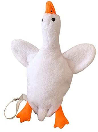 Harilla Lustige gefüllte Ente Umhängetasche Damen Taschen Reisetasche Fleece Reißverschluss Schulter Handtasche Tote Lässige Entenform Plüschtasche, Weiß