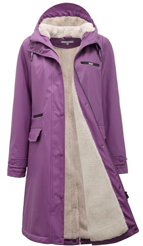 Peter Patter Manteau Imperméable d'hiver femme Veste de Pluie Chaude avec Doublure Intérieure Parka Femme Teddy Velours Doublé Friesennerz PU Coupe-vent Imperméable d'hiver
