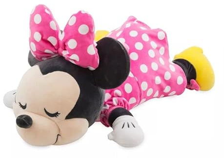 Disney 23 Cuddleez Mickey Minnie Mouse Plush - Cuddle Must Have Fans - Plush Perfect for Traveling, Car Rides, Nap Time & Play! (Minnie Mouse (Pink))
