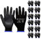 Velway Guanti da Lavoro Protettivi 12 Paia - Resistenti all'Abrasione - Fibra Poliestere con Rivestimento in PU - Versatile Protezione Meccanica Industriale Giardinaggio Montaggio - Nero Taglia 10/XL
