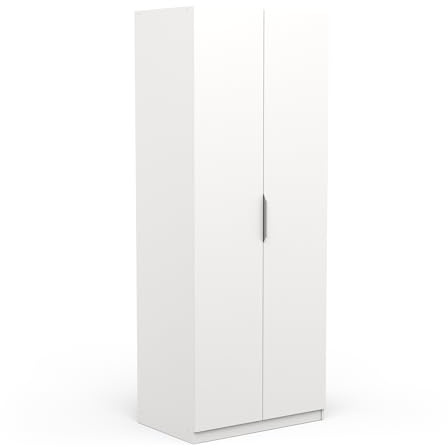 Demeyere Armadio a 2 Ante a 1 Nicchia Moderno, Colore Bianco Opaco, 79.4 x 51.1 x 203 cm, Legno Ingegnerizzato