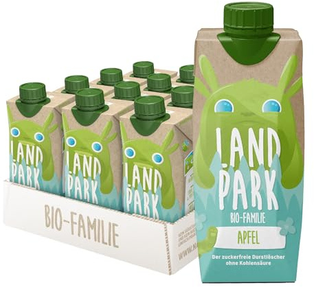 Landpark Bio-Familie Apfel, 12x0,5l I Kindergetränk ohne Zucker und Süßungsmittel I Ab 1 Jahr geeignet I natürliches Mineralwasser mit Bio-Apfel Fruchtaroma I Wasser mit Geschmack