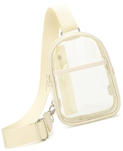 Morain Transparente Umhängetasche, wasserabweisend, PVC, Umhängetasche, lässiger Brustbeutel für Stadionkonzerte, Sport, beige, 9.36x8.2656in