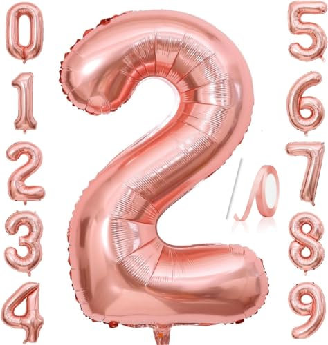 Number Balloons Rose Gold 40 inch, Jumbo Digital Foil Mylar Balloon for Birthday Party Wedding Anniversary Celebration Decoration