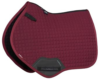 LeMieux Cotton Close Contact Saddle Pad Square - High Wither - Elasticated D-Ring Tabs - Burgundy - Small/Medium