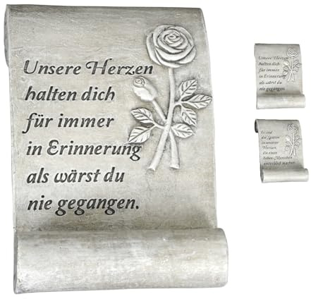 NETPROSHOP gravsmycke sten rullrulle med kärleksfull text ca 17 x 11 x 4,5 cm, val: påminnelse