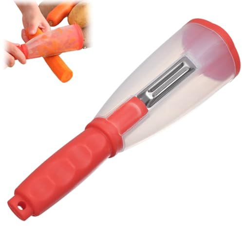 VRYNDH Pelapatate Multifunzionale in Acciaio Inossidabile | Pelaverdure Con Contenitore | Conveniente Pelapatate | Gadget Da Cucina Con Sbucciatura Rapida Con Impugnatura Ergonomica per Frutta