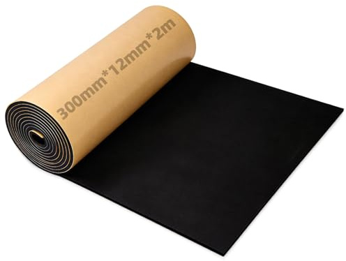 Dshunnc skumplatta skumplast självhäftande 300 mm x 12 mm x 2 m skumrulle neopren multifunktionell isolerande matta självhäftande för tätningar halkfri isolering stötdämpning akustisk matta