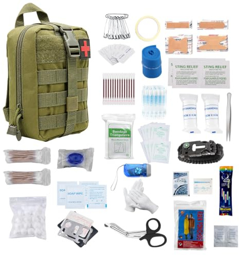 191 bolsas tácticas médicas, kit de supervivencia para primeros auxilios, bolsa de primeros auxilios para trauma, kit de primeros auxilios, color negro, para casa, camping, senderismo, ciclismo