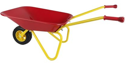 Kids Globe Children's Wheelbarrow (Colour Red/Yellow, Metal Wheelbarrow, Load Weight up to 5 kg, Toy for Children from 18 Months, Metal Wheelbarrow, Garden Wheelbarrow) 721995