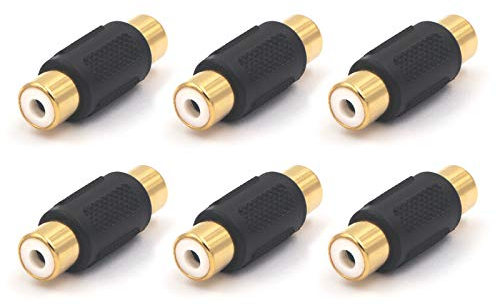VCE Cinch Kupplung Adapter Audio Video RCA Buchse auf Buchse Verbinder Verlängerung Vergoldet 6 Stück