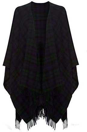 Shepherds Land Poncho Cape Ruana 100% laine d'agneau, Blackwatch