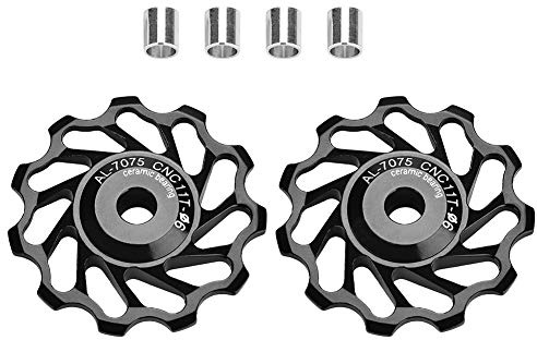 Poulie De Dérailleur Vélo, 1 Paire De Dérailleur Arrière Jante Roue 11T/13T AluminiumRouleau de Guide de vélo(11T-Noir)