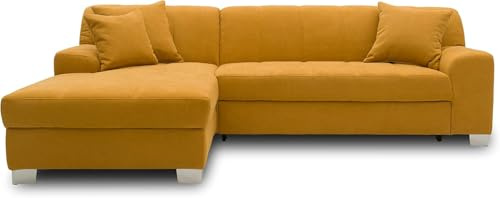 DOMO. collection Divano angolare Capri a forma di L, divano ad angolo, 239 x 152 x 75 cm, giallo mango
