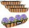 HFHOME 4Pcs 30/76.2cm Large Wall Trough Rail Planters,Heavy Duty Metal Planter Box with Coconut Coir replacement,Gardening Kit for Window Box Porch Balcony & Outdoor Fences